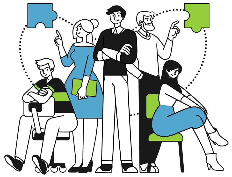 Team Cartoon – green blue – @0.5x Team Cartoon